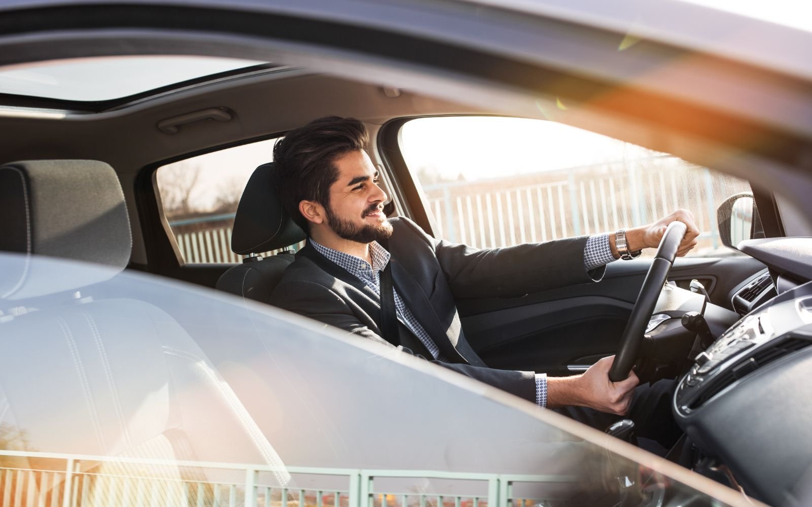 Road driving lesson in progress