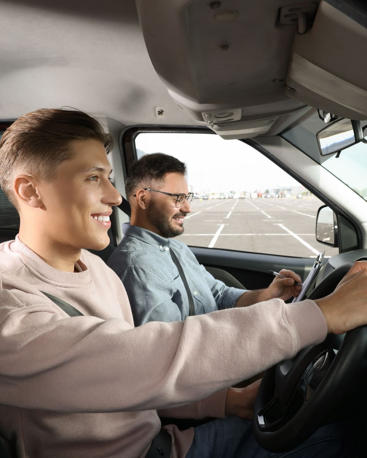 Learner driver having a driving lesson in Bolton